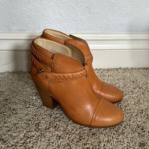 Rag & Bone Womens 8.5 38.5 Harrow Ankle Boot Tan Leather Natural Woven New Box